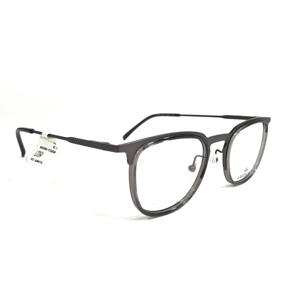 Lacoste Eyeglasses Frames L2264 024 Gunmetal Clear Brown Square 49-21-145